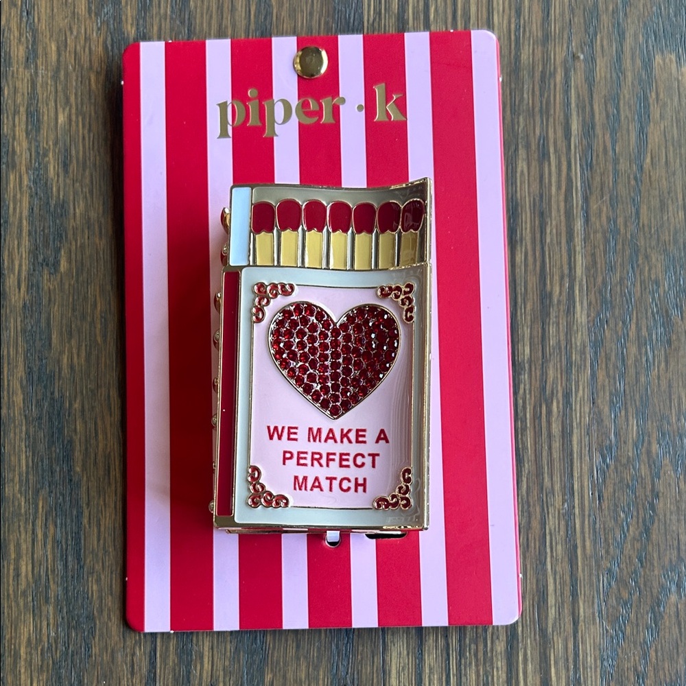 Piper K Red and Gold Matchbox Hair Clip